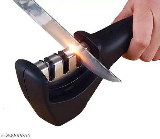 Manual 3 Stage Knife Sharpener with a Diamond Slot, Tungsten Slot, and Ceramic Slot | Knife Sharpener Rod for Kitchen